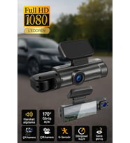 1080p Ön ve İç Araç Kayıt Kamerası G-Sensor Çift Lensli Dash Cam Hareket Algılama 3.16 inç Ekran
