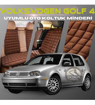 Volksvogen Golf 4 Kahverengi Renk Tay Tüyü Cepli & Terletmez Sırtlı Oto Koltuk Minder Seti - Koltuk Koruma Kılıfı (ÖN & ARKA TAM SET)