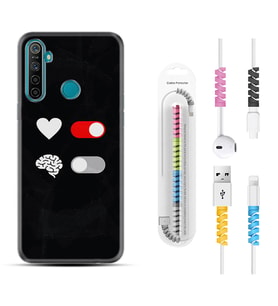 Realme 5i 5 Pro 6i 7 Pro 8 Kılıf Kablo Koruma Spiral Silikon Love Brain 1722