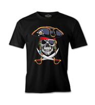 Kurukafa Korsan - Pirate Colorful Siyah Erkek Tshirt