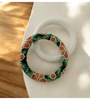 Chibeads Etnik Siyah Desenli ve Beyaz ikili Set Bileklik
