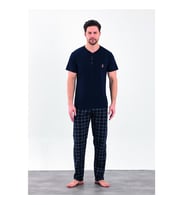 Estiva %100 Pamuk İnterlok Kısa Kol Erkek Pijama Takım (Lacivert)