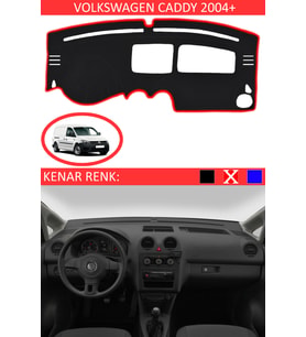 Volkswagen Caddy 2004+ İçin Uygun Torpido Koruma Halısı Siyah Kenar Renk Kırmızı