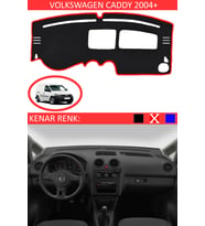 Volkswagen Caddy 2004+ İçin Uygun Torpido Koruma Halısı Siyah Kenar Renk Kırmızı