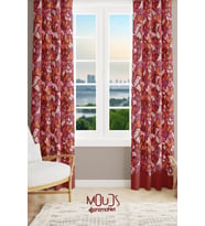 Burgundy 2 Desenli Süet Oturma Odası Salon Fon Perde Baskılı Ekstrafor Büzgü 2 Kanat PRD-1056