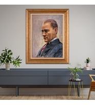 Altın Varaklı Paspartulu Çerçeveli Tablo hb960