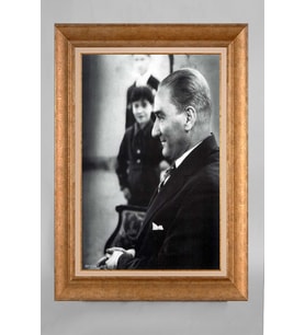 Altın Varaklı Paspartulu Çerçeveli Atatürk Tablo nt1039