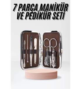 Çantalı 7 Parça Manikür Pedikür Seti Tırnak Makası Cımbız Törpü