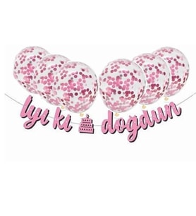 Metalize Pembe Iyi Ki Doğdun Banner Set