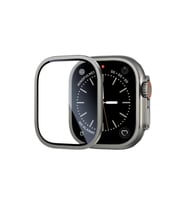 Apple Watch Ultra 49mm Uyumlu Zore ALM-01 Metal Çerçeveli Ekran Koruyucu (Gümüş)