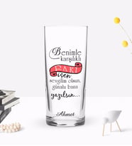 BK Gift Kişiye Özel Renkli Baskılı Karşılıklı Rakı Tasarımlı Rakı Bardağı-1 (Beyaz)
