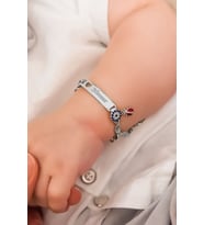 Papatya Silver 925 Ayar Gümüş Nazar Uğur Böcekli İsimli Kız Bebek Künyesi (Rodyum)