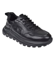 Guja Hakiki Deri Bağcıklı Erkek Spor Ayakkabı Sneaker GJ-26K565 SİYAH