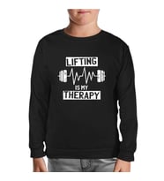 Bodybuilding Lifting Theraphy Siyah Çocuk Sweatshirt