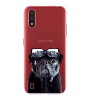 PrintiFy Samsung Galaxy A01 ile Uyumlu 1mm Slim Fit Köpek 3 050f Baskılı Şeffaf  Kılıf