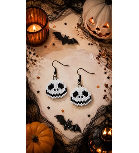Miyuki Boncuk El Yapımı Kurukafa Küpe Halloween Cadılar Bayramı