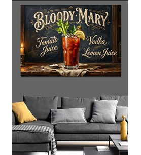 Bloody Mary Kokteyl Retro Reklamı Dekoratif Kanvas - Mdf Ahşap Tablo