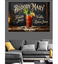 Bloody Mary Kokteyl Retro Reklamı Dekoratif Kanvas - Mdf Ahşap Tablo