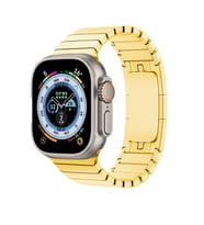 Apple Watch Ultra 49mm Uyumlu Kordon Paslanmaz Çelik Luxury Metal KRD-35 Kayış (Gold)