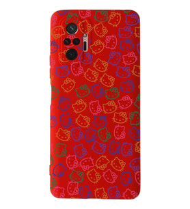 Xiaomi Redmi Note 10 Pro Uyumlu Lansman Kılıf Hello Kitty Tasarımlı İçi Kadife Kapak-Kırmızı (Şeffaf)