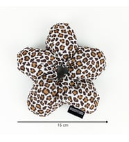 WoodyCord Marka El Yapımı Leopar Çiçek Pofuduk Scrunchie Toka