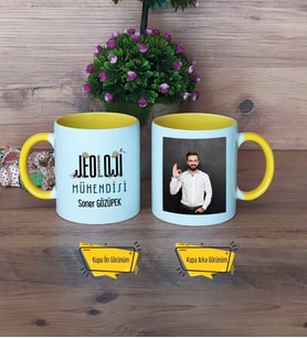 Jeoloji Mühendisi Kupa Bardak Sarı Fotoğraflı Mühendisler Günü Hediyesi