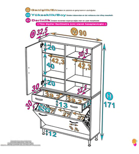 Eliusta Mira Dolap 6 Bölme Çok Fonksiyonlu Banyo Dolabı 90 cm Beyaz Sepetli Dolap 90x171x32,5 cm Organizer