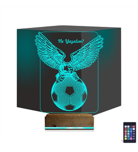 Luvivia Kartal Futbol Topu Kişiye Özel 3D Lamba - Masa Gece Lambası
