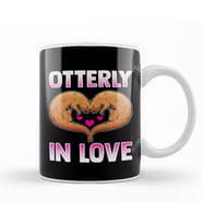 Cute Otterly In Love Otter Pun Utterly In Love Kupa Bardak Porselen