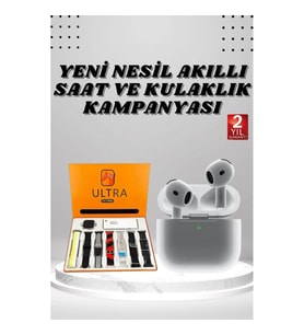 Mey İthalat® 7 Kordonlu Akıllı Saat Ve 3.Nesil Kulaklık Dokunmatik Ekran Sesli Görüşme Yapabilen