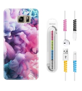 Samsung S7 Edge S20 Fe Plus Ultra S21 S22 Kılıf Kablo Koruma Spiral Silikon Pink Cloud 1305