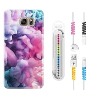 Samsung S7 Edge S20 Fe Plus Ultra S21 S22 Kılıf Kablo Koruma Spiral Silikon Pink Cloud 1305
