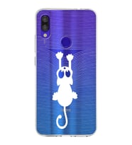 Xiaomi Redmi Note 7 Pro Uyumlu Kapak Çizgi Kedi Tasarımlı Şeffaf Silikon Kılıf