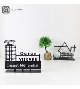 İnşaat Mühendisi Masaüstü İsimlik - Metal Masa İsimliği - Kişiye Özel İsimlik