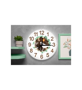 Doğa Kuşu Tasarımlı Sessiz Mekanizmalı MDF Duvar Saati – 40x40 cm