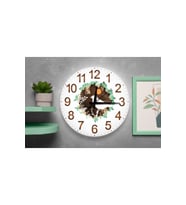 Doğa Kuşu Tasarımlı Sessiz Mekanizmalı MDF Duvar Saati – 40x40 cm