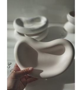 Organik Form Dekoratif Beton Tabak (Açık Bej)