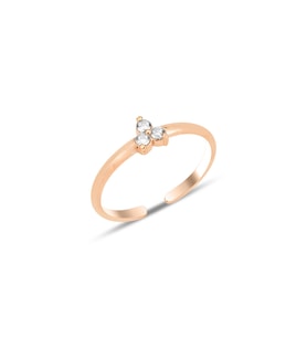 Gümüş rose zirkon taşlı alttan ayarlanabilir tria yüzük SGTL12247ROSE
