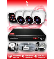 BAYICAM 4 Kameralı Panda 3 İç Kamera Set 2 TB HDD Full HD Gece Görüşlü Güvenlik Kamerası Sistemi