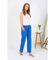 Kadın Penye Düz Tek Alt Pijama Mavi