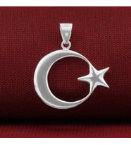 Ay Yıldız 925 Ayar Gümüş Erkek Kolye
