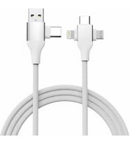 Lexroo USB Type-C 5'i 1 Arada Çoklu Hızlı Şarj Kablosu Lightning Micro Usb 1m Beyaz