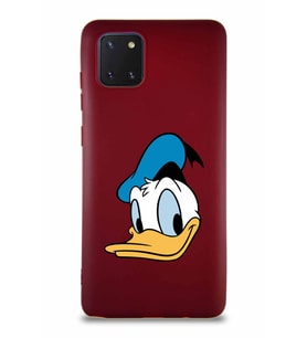 Samsung Galaxy Note 10 Lite Soft Premier Kapak Donald Duck-B Tasarımlı Silikon Kılıf - Mürdüm (Şeffaf)