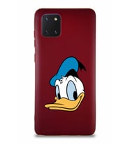 Samsung Galaxy Note 10 Lite Soft Premier Kapak Donald Duck-B Tasarımlı Silikon Kılıf - Mürdüm (Şeffaf)