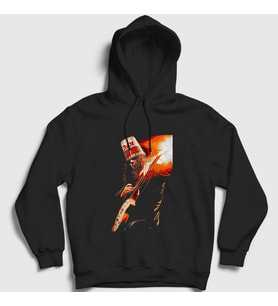 Presmono Unisex Siyah Fire Guitar Buckethead Kapüşonlu Sweatshirt 456431tt