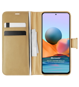 Microsonic Xiaomi Redmi Note 10 Pro Kılıf Delux Leather Wallet Gold