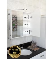 rafineritasarım MDF 2 Kapaklı Aynalı Banyo Dolabı Çok Amaçlı Banyo Dolabı Mdf