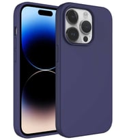 iPhone 14 Pro Max Kılıf Sıvı Teknolojili Silinebilir Kamera Çıkıntılı Lansman Sert Silikon (Lacivert)