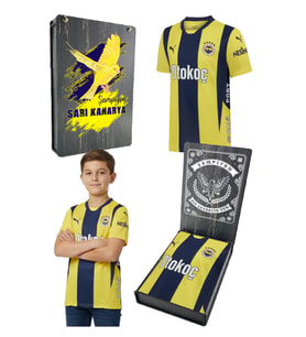 Fenerbahçe Orijinal Lisanslı Unisex 24-25 Yeni Sezon Çubuklu ÇOCUK Forması UV Kutu Hediy (Lacivert)