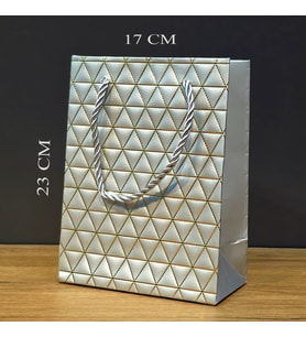 Gümüş Geometrik Desenli Orta Boy Karton Hediye Çantası